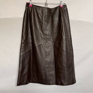 VS2 Chocolate Brown Leather A-Line Skirt